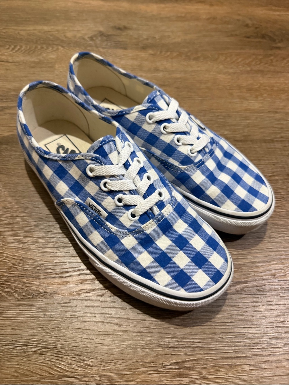 Vans Authentic Blue White Gingham Check Canvas Sneakers Men’s 6 Women’s 7.5 - Picture 3 of 11